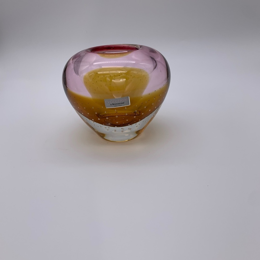 WATERFORD EVOLUTION “PINK MIST” BULLIANTE BUBBLES VOTIVE CANDLE HOLDER POLAND